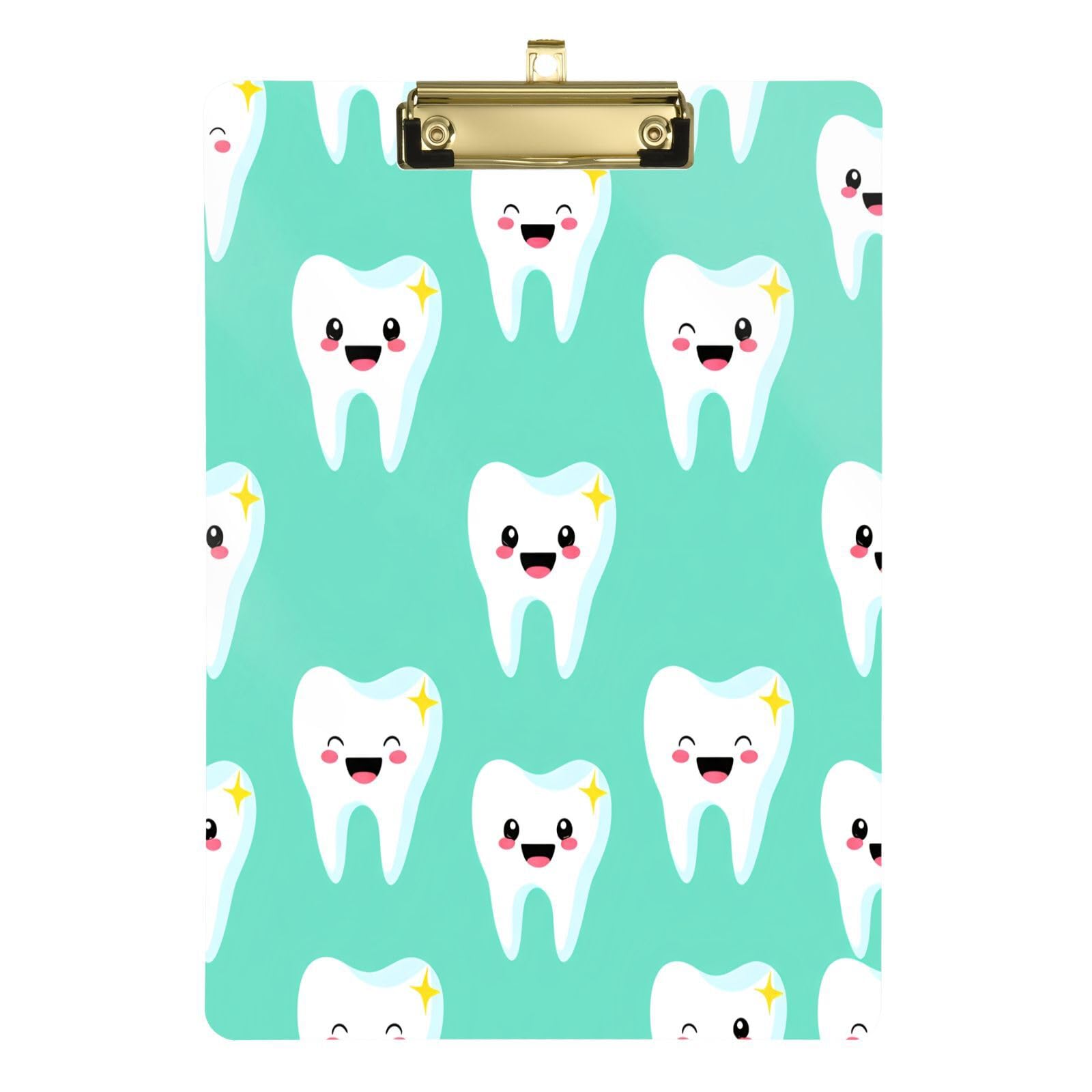 One Bear Cartoon Teeth Clipboard Acrylic A4 Letter Size Clipboards with Metal Clip for Nurses for School Office Nurse Students Women Man and Kids,