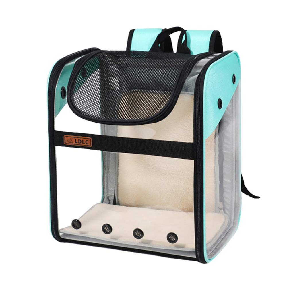Pet Carrier Backpack, PVC Transparent Space Cat Dog Puppies Shoulder Bags with Expandable Breathable Mesh Pet Backpack Bag for Hiking Travel Camping Outdoor Hold Pets (Light Blue)