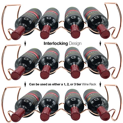 Sorbus Countertop Wine Racks, Metal Bottle Rack (12 Bottle, 3 Tier, Copper) - image 5