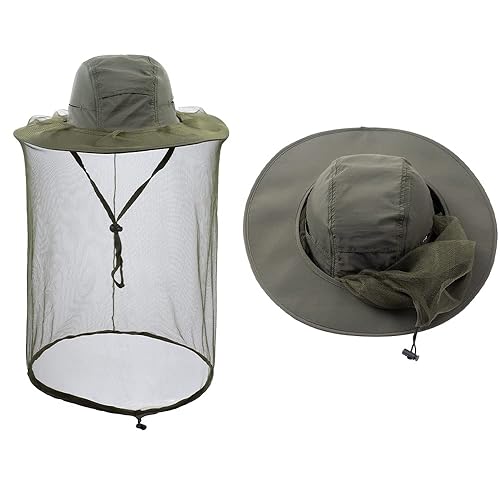 ZffXH 12 Pcs Men Women Head Netting Mosquito Net Hat Beekeeper Bee Veil Hat Netted Fishing Safari Hats