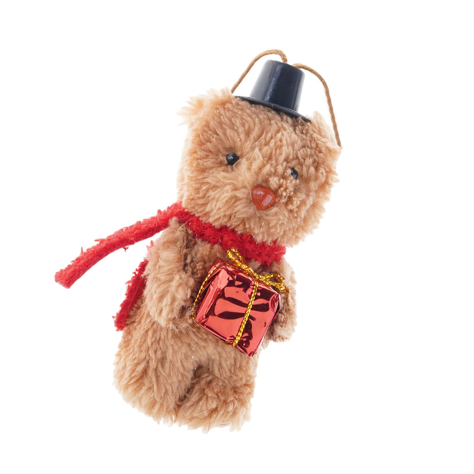 Elnwnnkc Bear Ornament with Santa Hat Christmas Tree Embellishment Animal Shaped Toy Hanging Charm Pendant Accessories Christmas Plush Bear