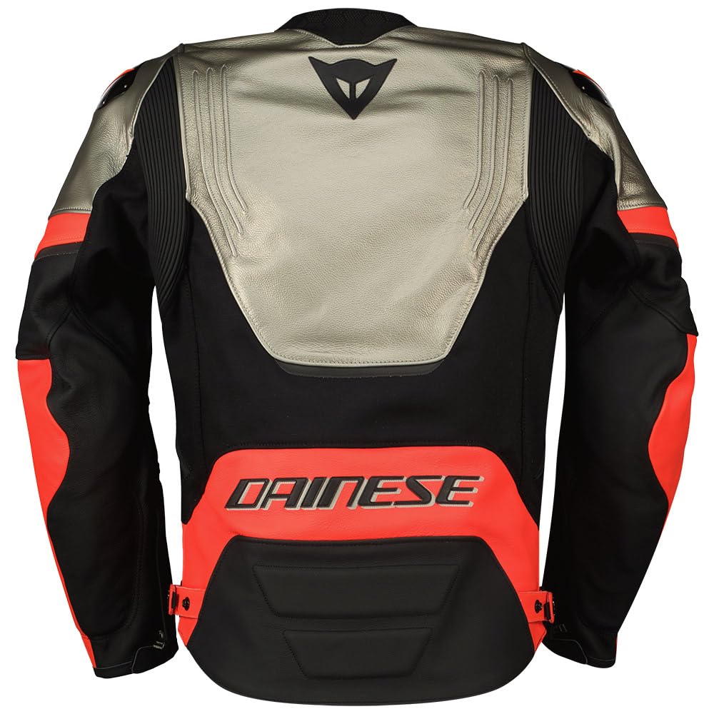 Dainese Racing 5 Skórzana kurtka motocyklowa, czarny/srebrny/czerwony, 46