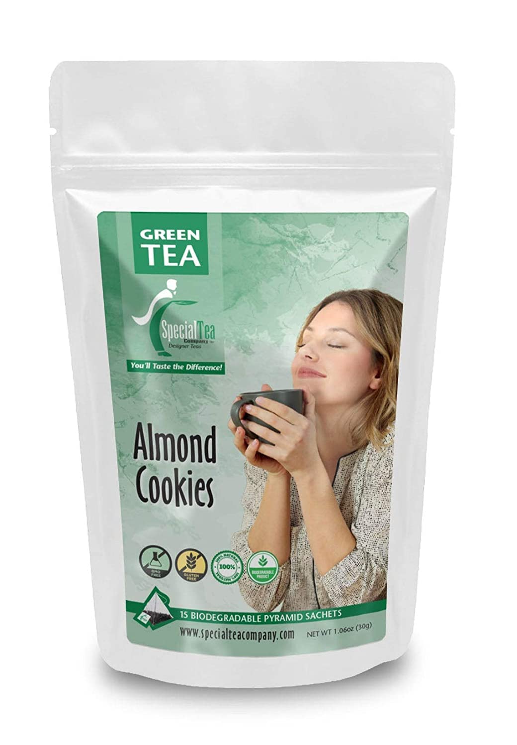 Almond Cookies Green Tea Pyramid 15 Sachets