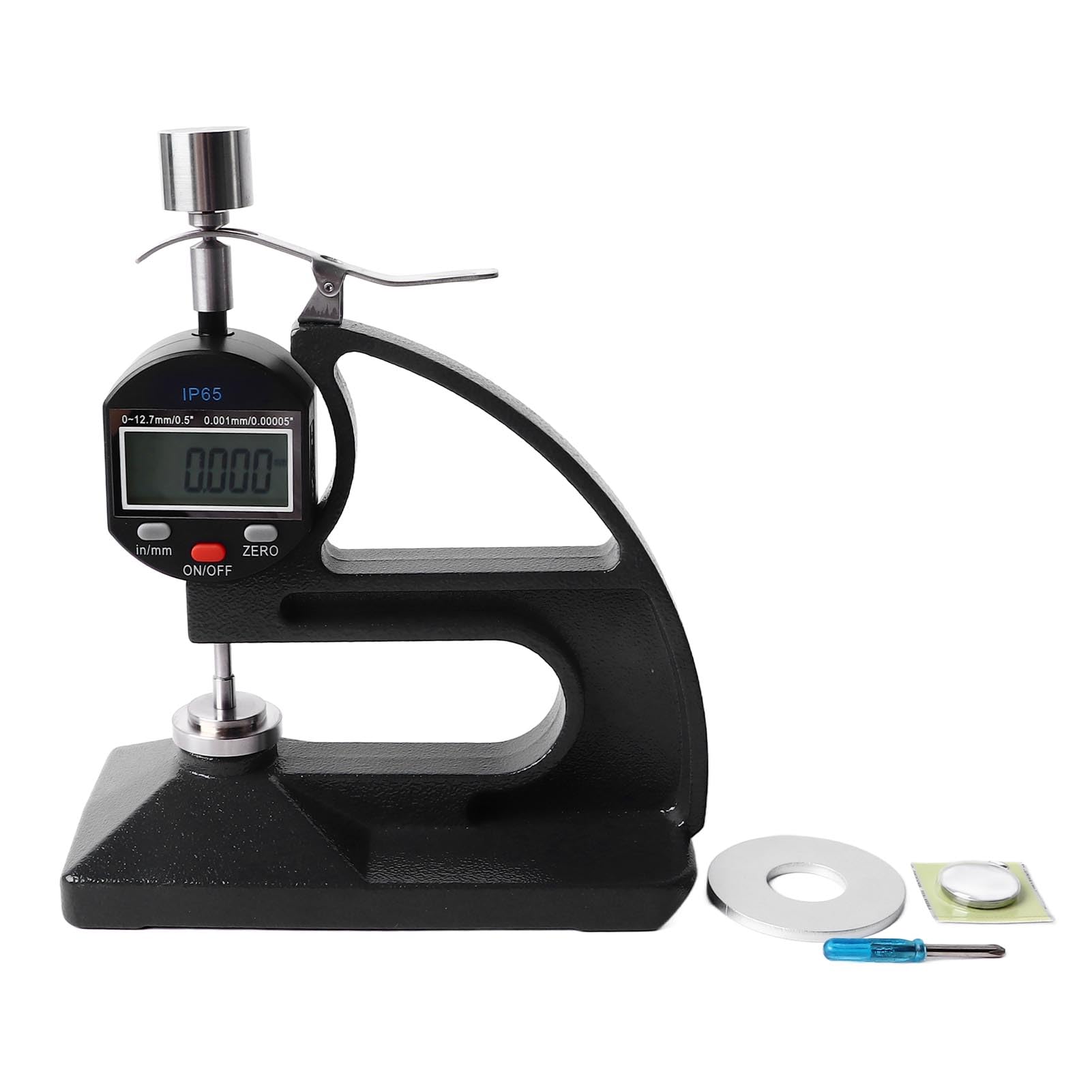 Medidor de espesor digital SustVita con resolución de 0,00005 pulgadas, rango de medición de 0 a 12,7 mm, medidor de espesor de esfera digital con diseño IP65 para una medición