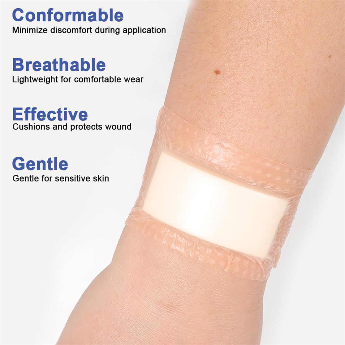 Silicone Foam Dressing Wound Dressing Bandage with Adhesive Border 5Pack Super Absorbent Bed Sore Patches Waterproof Silicone Foam Pads for Wound Care Pressure Ulcers — Amazon image 7