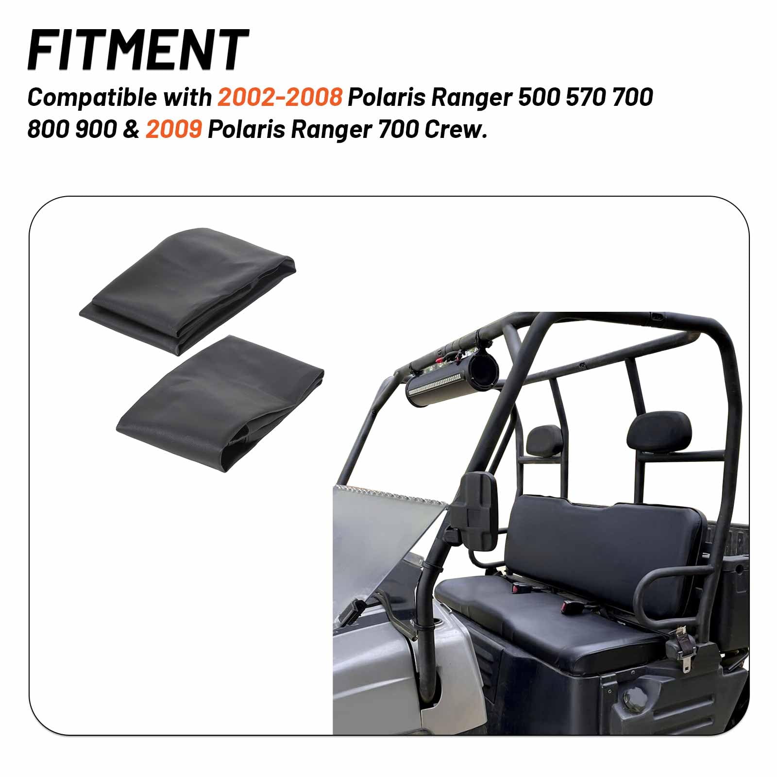 ECOTRIC Black Seat Cover Replacement Set Compatible with 2002-2008 Polaris Ranger 500 570 700 800 900 & 2009 Polaris Ranger 700 Crew UTV 6x6 4x4 4X2 Utility RZR