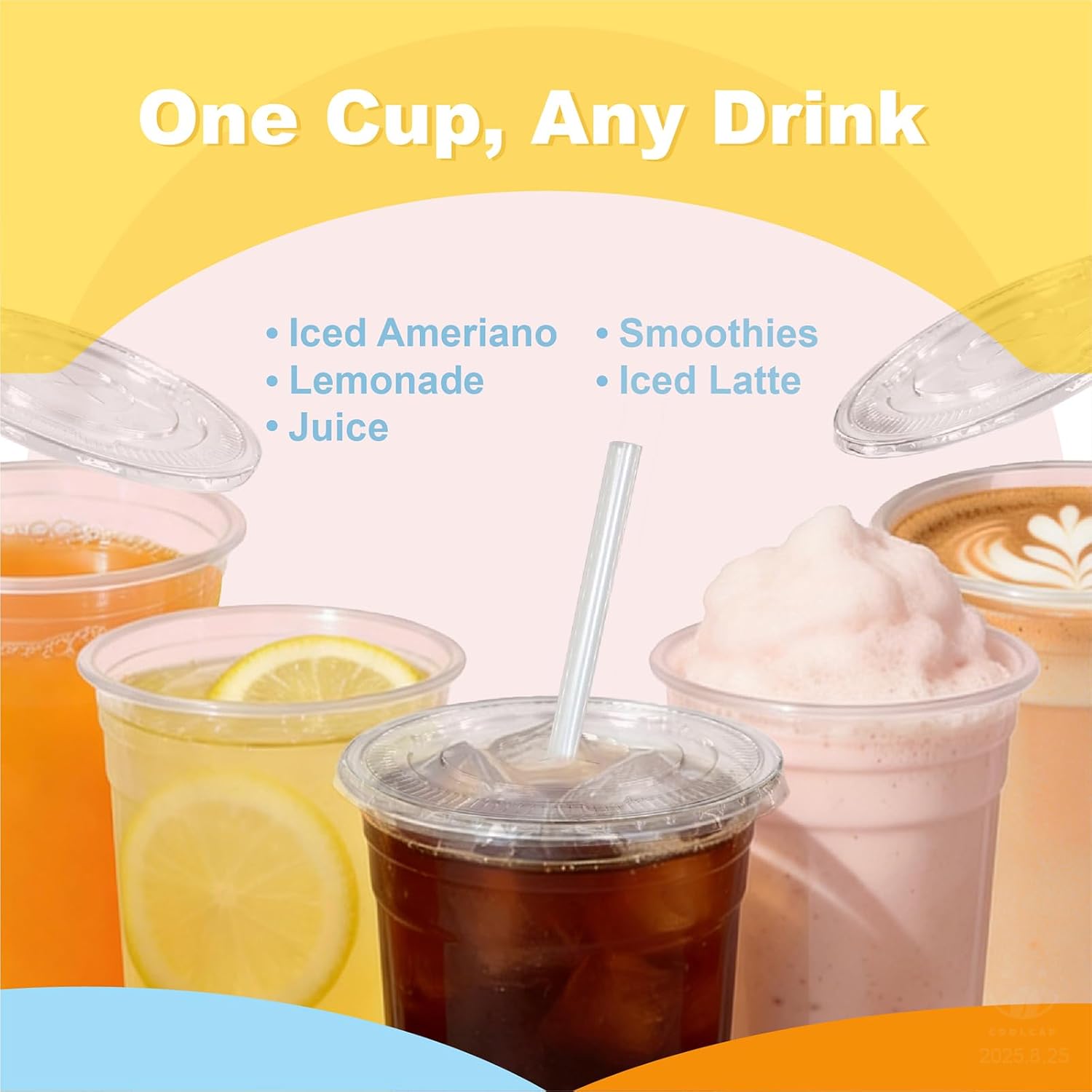 16 oz 100 Pack Disposable Clear Plastic Cups with Lids and Straws, Food Safe Bulk Iced Coffee Cups for Smoothies, Milkshakes and Other Cold Drinks - Image 5