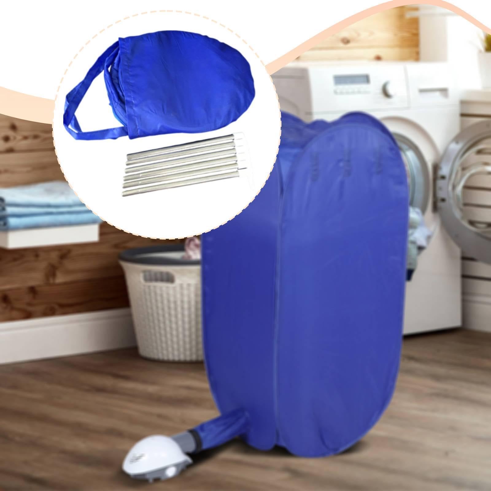 Homyl Trocknerabdeckung Faltbare Wäschetrocknerabdeckung Tragbare Trockenbeutel Große Kapazität Staubdichte Hülle mit Stange Aus Edelstahlgewebe für Reisen, Blau