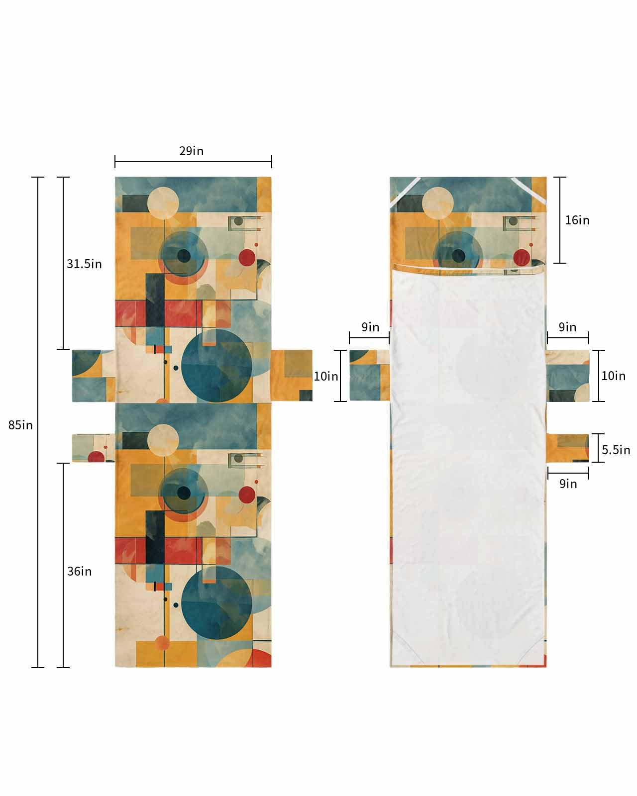 Blue Yellow Geometric Beach Lounge Chair Towel Cover, Soft Chaise Lounge Towel with Side Pockets Patio Pool Chairs Cover for Beach/Pool Sunbathing 29x85 Vintage Oil Painting Abstract Art