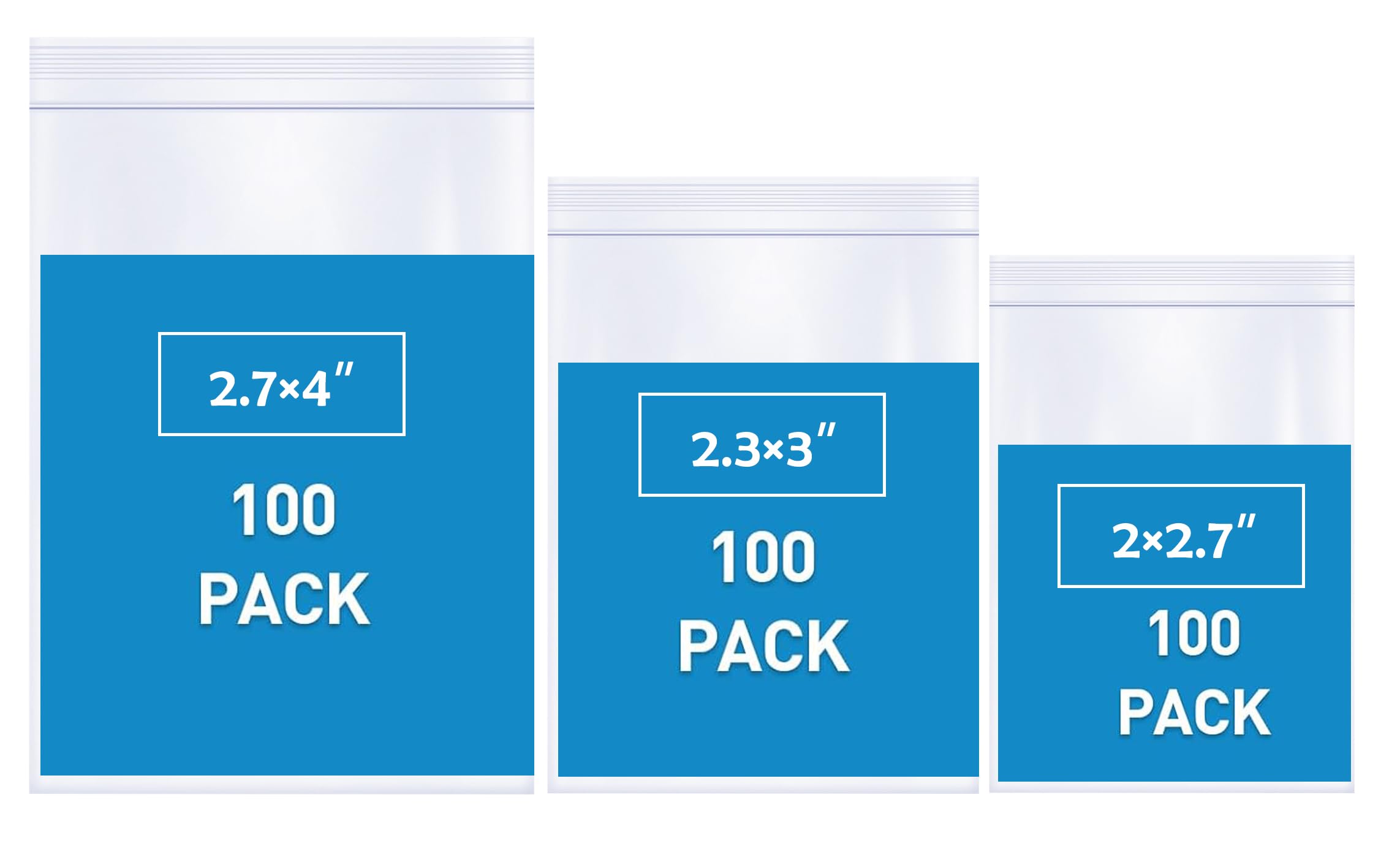 300PCS Small Plastic Bags - 3 Sizes Assorted Clear Reclosable Mini Plastic Bags for Jewelry, Daily Pills, Snacks, Small Toys, Packaging