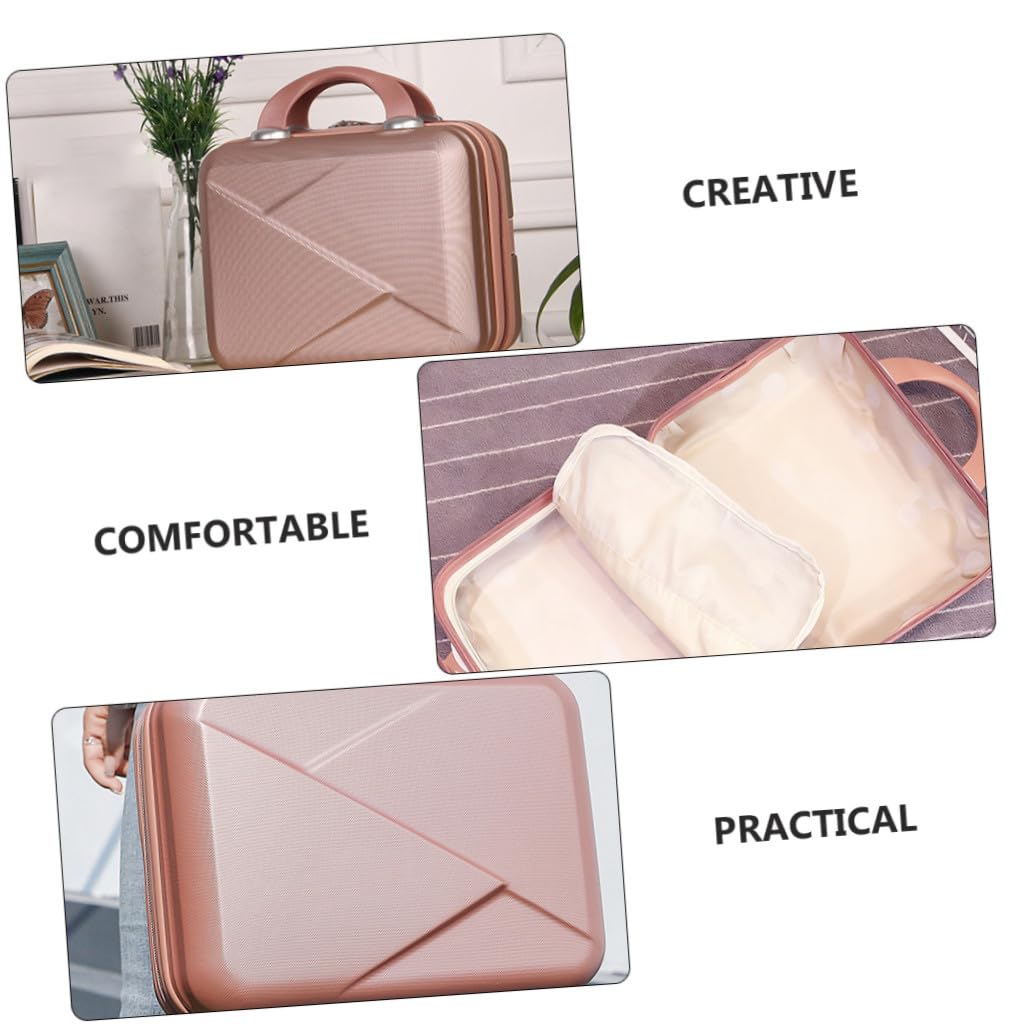 WOONEKY Valigia Cosmetica da Viaggio Donna 14 Pollici, Borsa per Trucchi e Protettiva Tessuto Mesh Abs, Borsa da Toilette per Uso Domestico e Travel