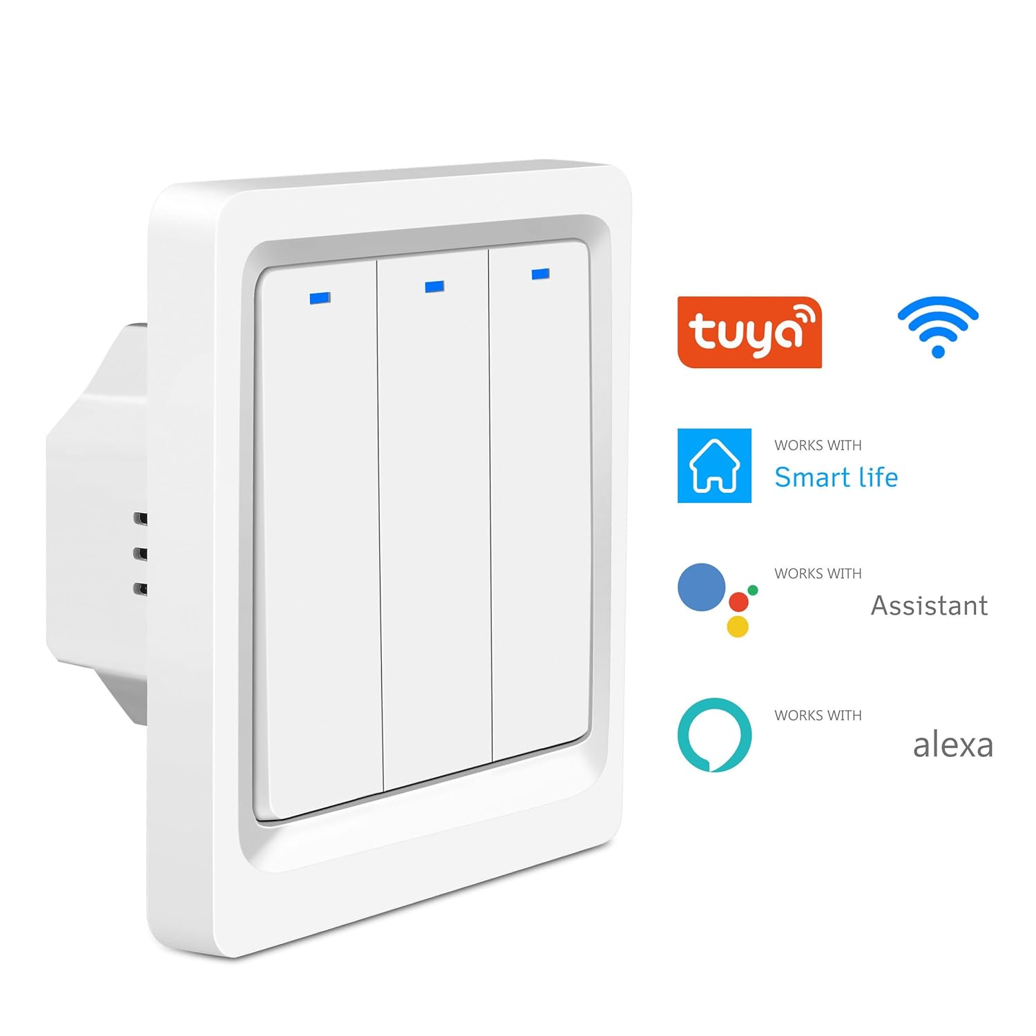 Tuya WiFi Smart Light Switch EU Push Button Panel Wall Switch 1/2/3 Gang Work with Voice Control Smart Life App 1 Gang