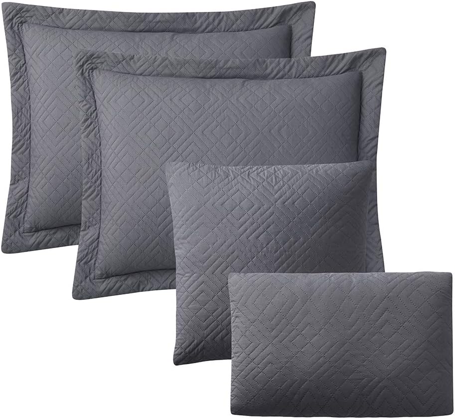 Hearth & Harbor Quilts Twin Size - All Season Bedspread Coverlet Set, Pinsonic Weave Lightweight Bedding Set - 4 Piece Twin Quilt Set with Pillow Shams, Diamond - Gray - Image 6