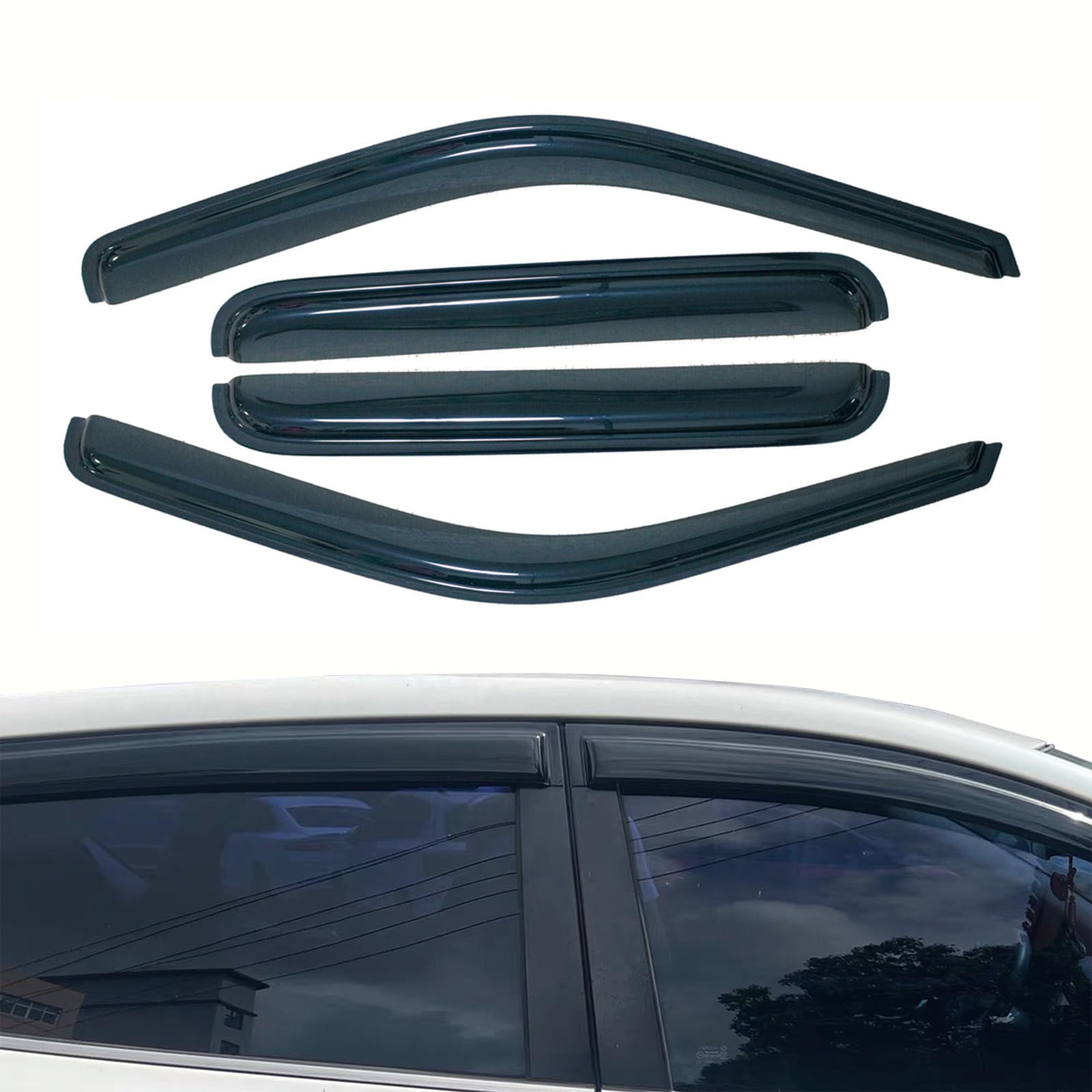 Derivabrisas para, Deflectores de Lluvia ventanillas Coche Compatible con Audi Q5 2017-2021 Viseras Antilluvia Ventanillas Laterales Sin Taladrar, Reducen Ruido
