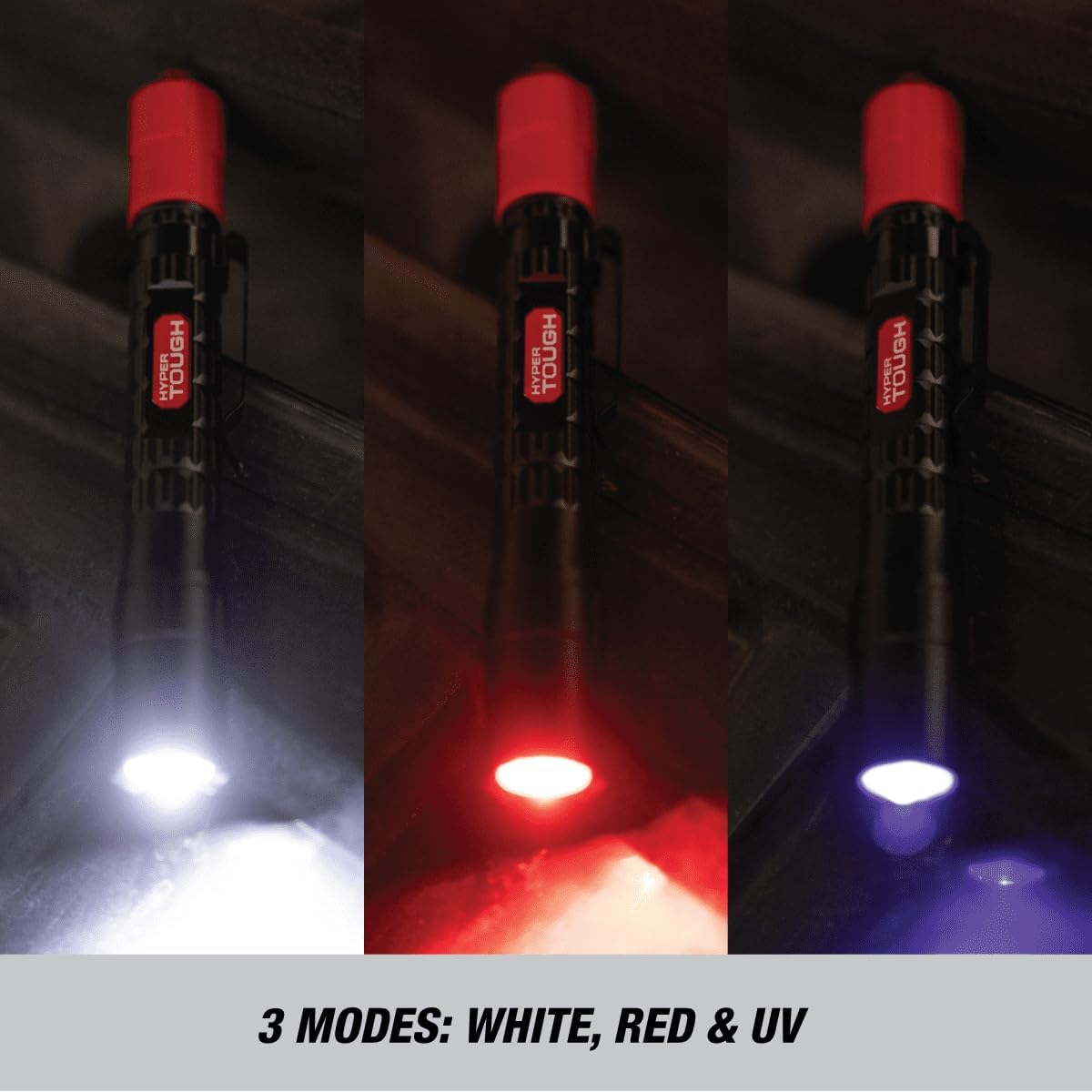 Hyper Tough 120-Lumen Pen Light with Bite Ring & Pocket Clip 2-AAA Batteries Included