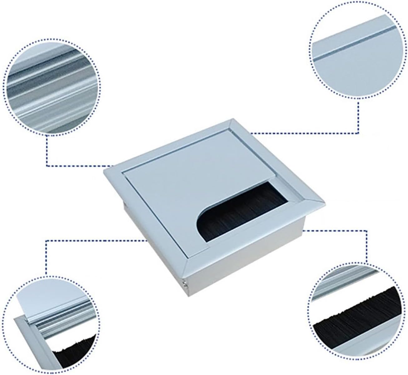 SEIWEI Wire Cord Cable Grommets Hole Cover Aluminum Alloy Desk Grommet Rectangle Wire Cable Organizer for TV Cabinet, Desk Furniture, Home Improvement(80 * 280mm, 4 Pcs)