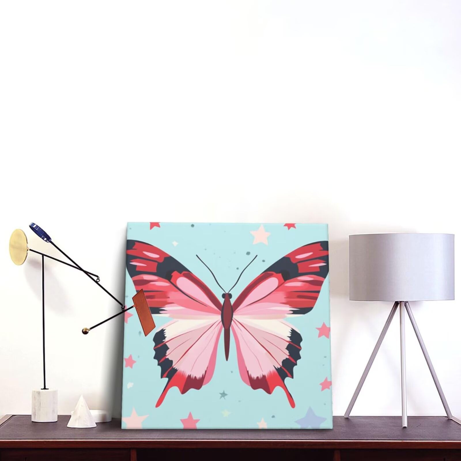Malen nach Zahlen MK418 Malen-nach-Zahlen-Set für Erwachsene, Motiv: Schmetterling, Stern, Malen nach Zahlen für Anfänger, Acryl-Peinture a Numero mit 6 Pinseln, DIY-Ölgemälde, Kunsthandwerk für