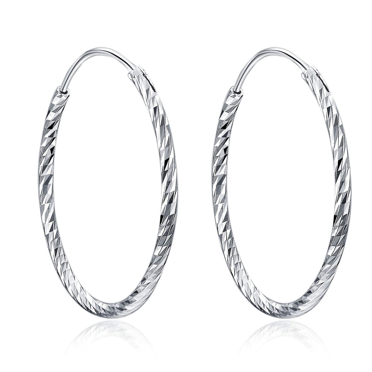 Creolen oorbellen dames 925 sterling zilver diamant-geslepen creolen ronde oorbellen voor vrouwen, meisjes, uniseks, diameter 20, 30, 40, 50, 60mm, 30 mm, Sterling zilver Creolen oorbellen dames 925 sterling zilver diamant-geslepen creolen ronde oorbellen voor vrouwen, meisjes, uniseks, diameter 20, 30, 40, 50, 60mm, 30 mm, Sterling zilver