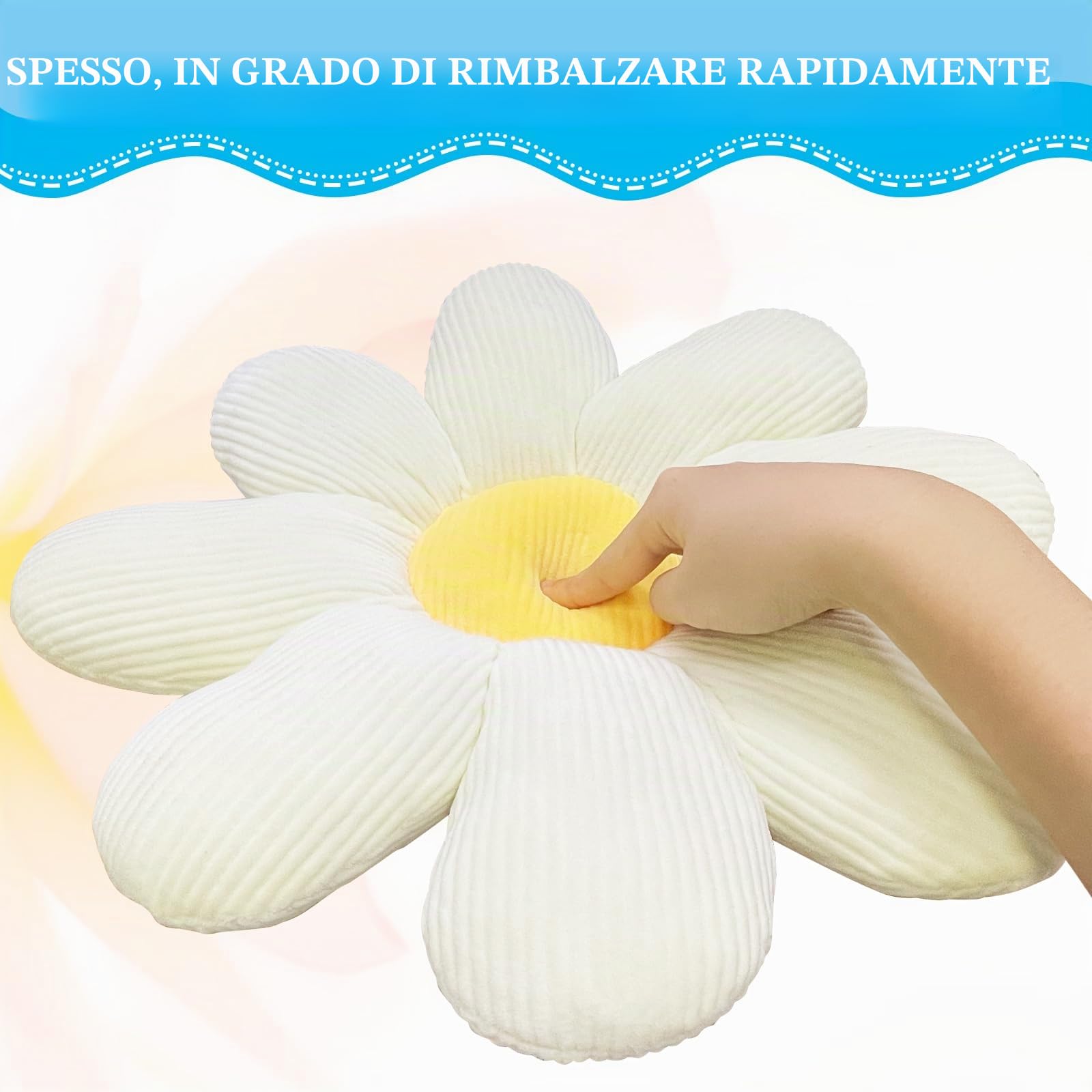 4 cuscini a forma di fiore per pavimento, graziosi cuscini da seduta per letto, cuscini decorativi a forma di fiore, per auto, casa, divano, sedia e pavimento (blu, bianco, giallo, verde)
