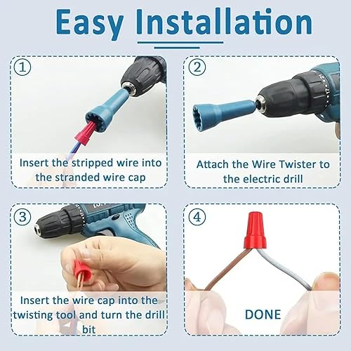 Miniatura 4 de Herramienta de torsión de alambre, tornado de tuerca de alambre, enchufe de conector de cable giratorio para taladro y controlador de conector de
