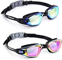 VORSHAPE Swim Goggles 2 Pack - Anti-Fog, No Leak, UV Protection Wide View for Adults, Kids, Men Women