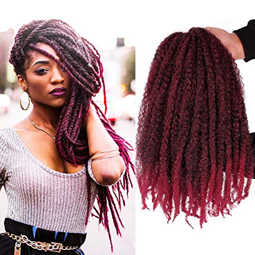 Marley Twist Crochet Braiding Hair Synthetic Afro Kinky Twist Crochet Hair Mixed Colour Curly Hair Extensions 3 Packs (T1B-Bug#)