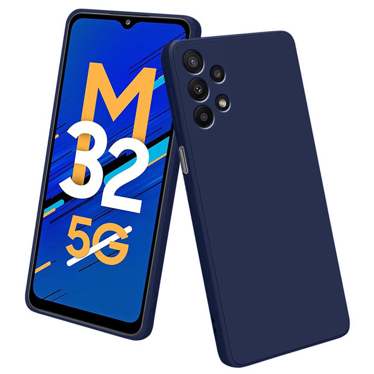 LIRAMARK Silicone Soft Back Cover Case for Samsung Galaxy M32 5G/A32 5G (Silicone Blue)