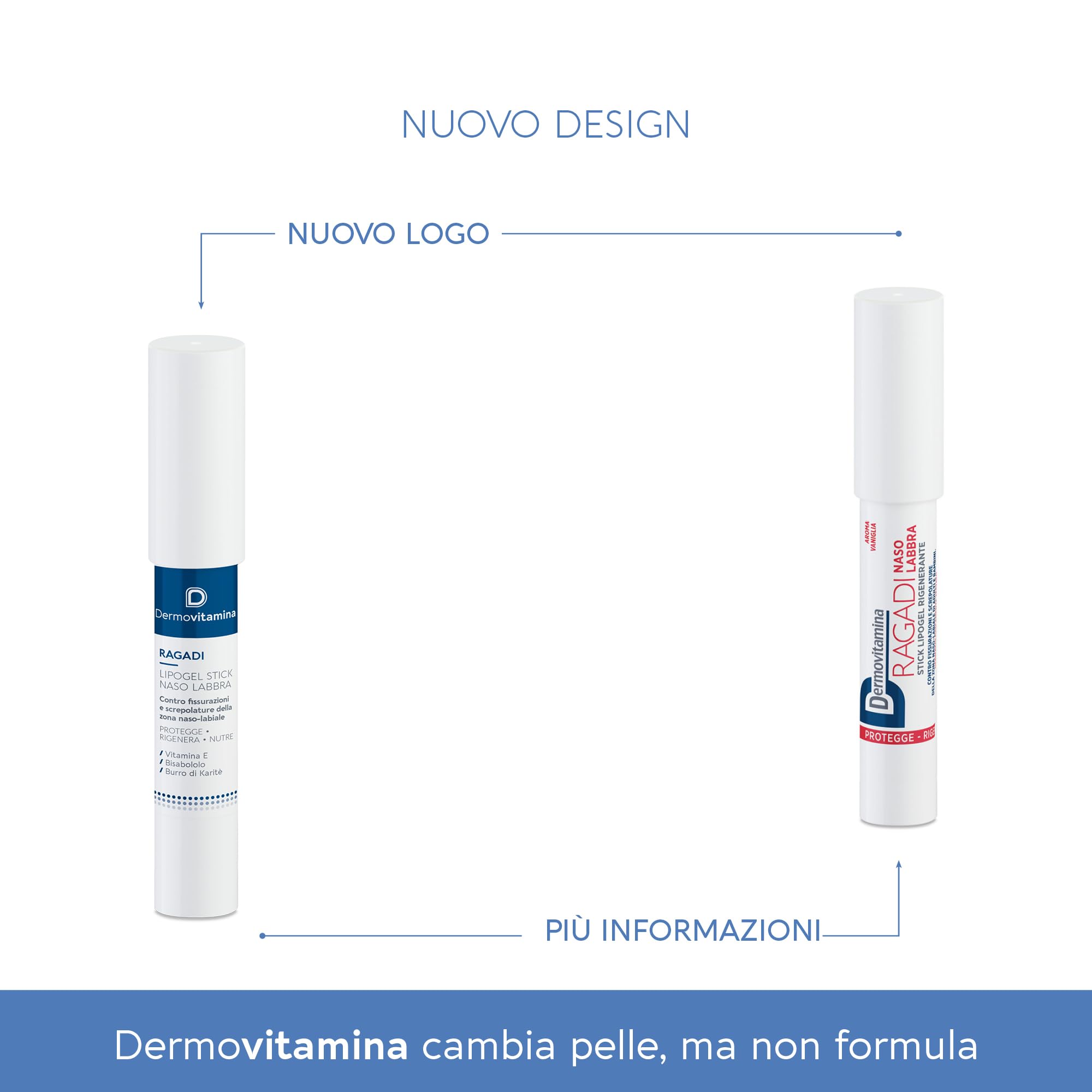Dermovitamina Ragadi Naso Labbra - Stick per Labbra e Naso Screpolato - Stick Lipogel Rigenerante - Aroma Vaniglia - Senza Conservanti - Lim Balm da 3 ml