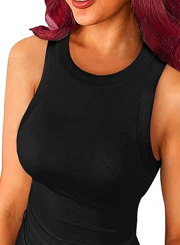 Miniatura 2 de Camisetas sin mangas para mujer, de verano, básicas, de punto delgado, acanaladas, con espalda cruzada