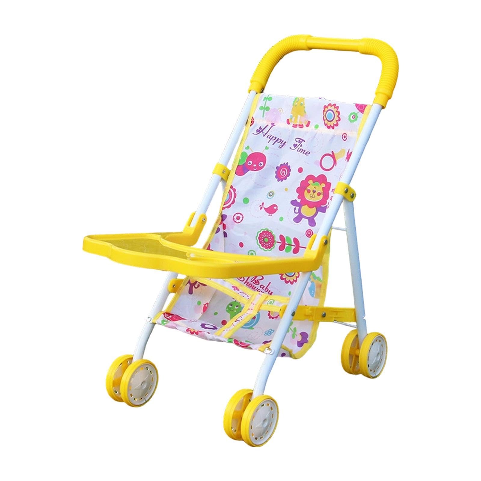Puppenwagen, Spielzeug Kinderwagen, Lernspielzeug, Puppenwagen mit Rädern für Partys, Geburtstage, Spaziergänge Und, Gelb