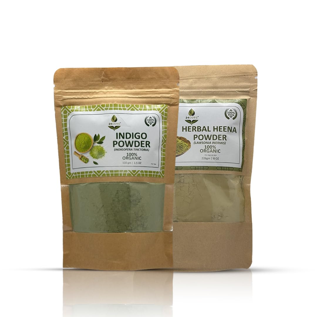 24COVE Herbal Henna Powder & Indigo Powder Combo for Natural Hair Color |100% Organic, Chemical-Free, Ammonia-Free Hair Dye for Grey Coverage (300Gm)-picture-48