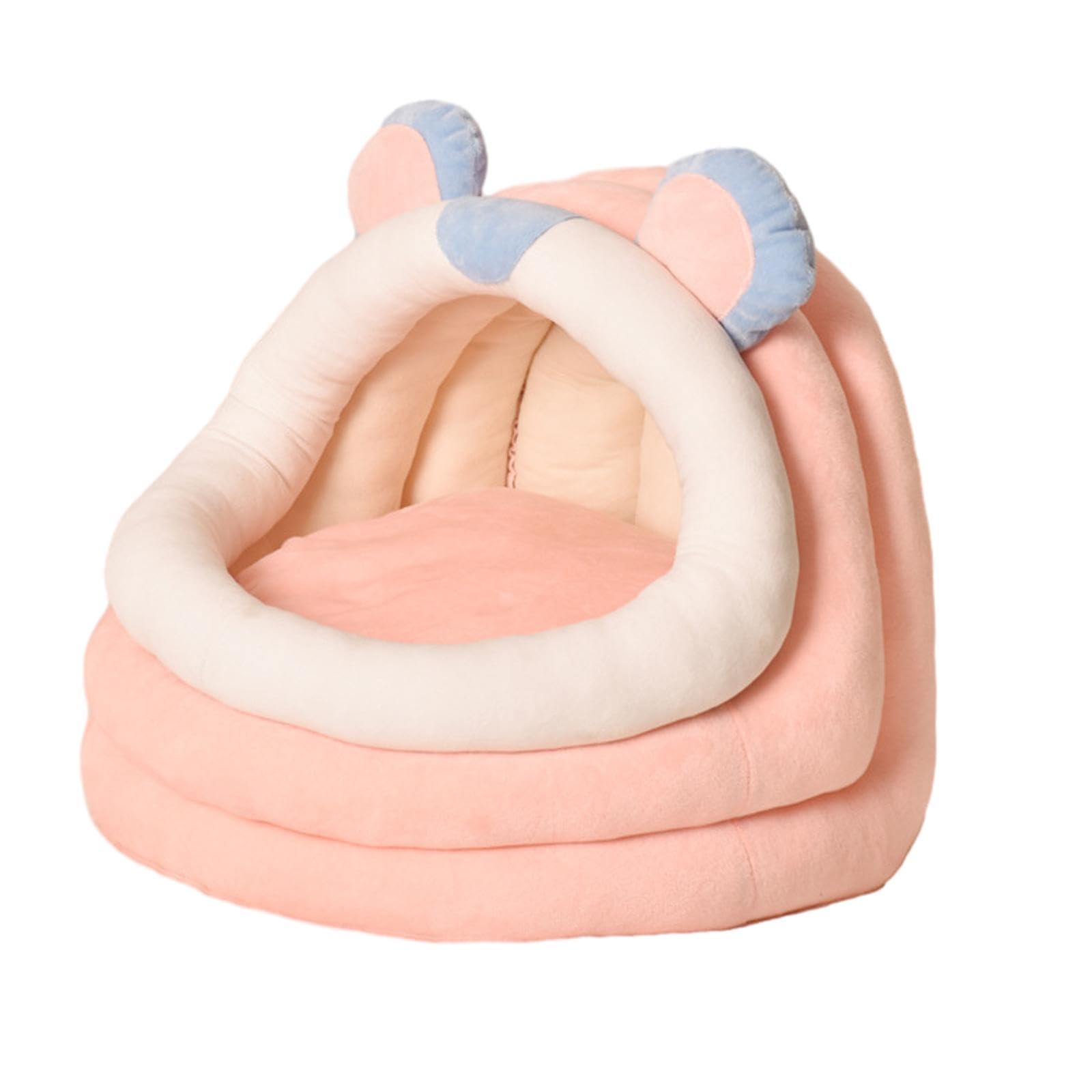 Lit pour chat antidérapant niche confortable et grotte chaude rose