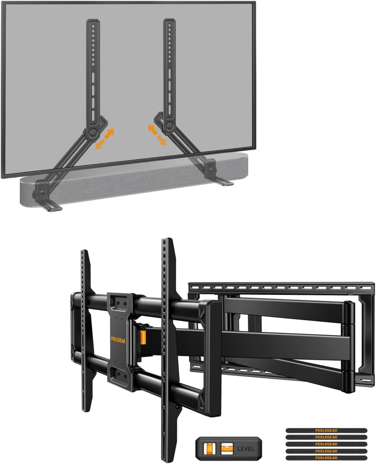 Perlegear TV Mount and Soundbar Mount Integrated Setup