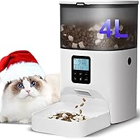 ANDOLLHOME 4L Automatic Cat Feeder with 10s Voice Recorder, Timed Dispenser Up to 8 Meals/Day, Anti-Clog Sealed Dry Food Storage (White)