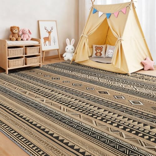 Tapis de jeu doux 60x90 cm rustique ethnique lavable en machine - 3