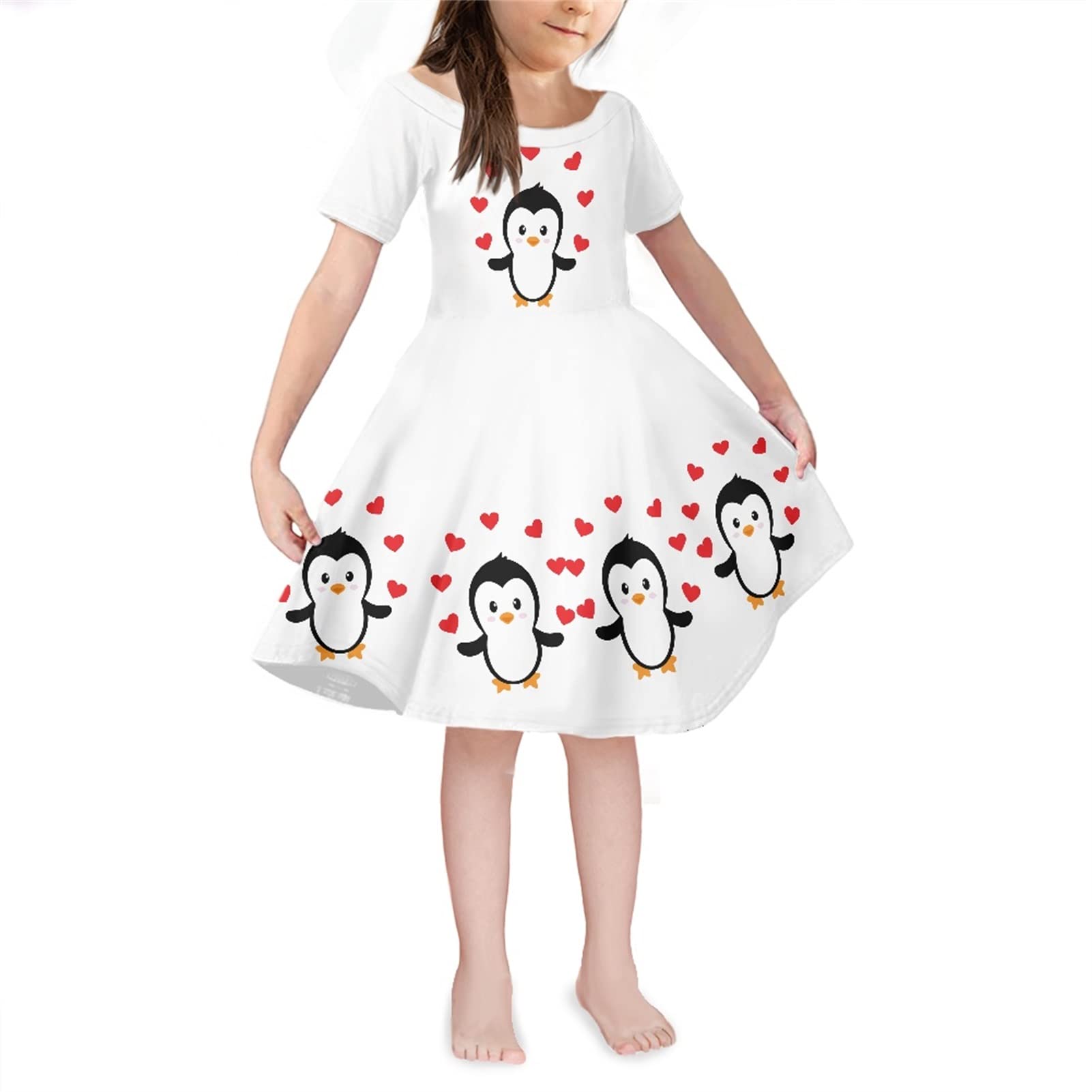 Bulopur Girls Toddler Short Sleeve Skater Dress, Party Holiday Dress for Kids 3-14, A-Line Twirly Skater Crew Neck Dress