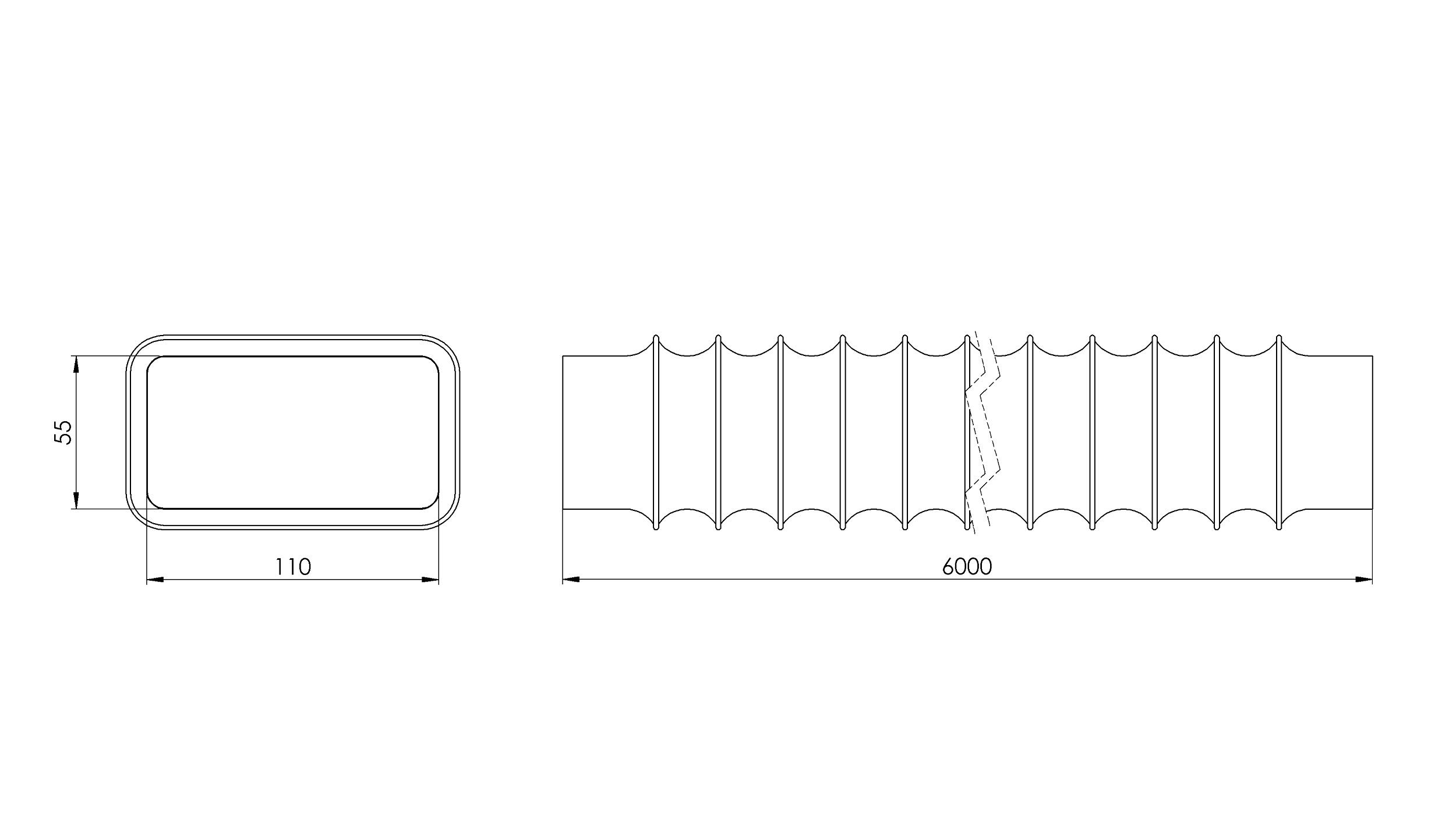 Tuyau d'évacuation d'air flexible en PVC pour climatisation, hotte aspirante, sèche-linge (110 x 55/6 m)