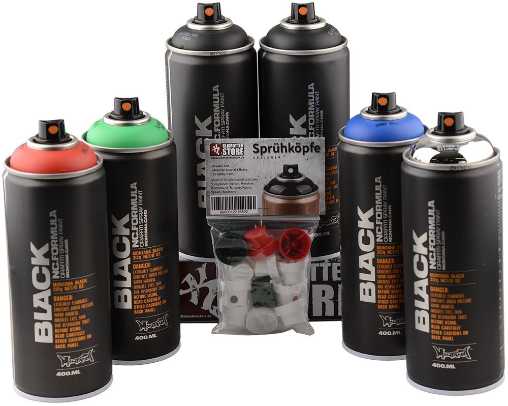 Montana Zestaw puszek natryskowych Combination 6 x 400 ml + głowice natryskowe i srebrny chrom