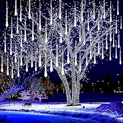 Luzes de Chuva Caindo, BCXAXA Luzes de Natal Luzes de Cachoeira de Meteoro ao ar Livre 30cm, 192 LED, 8 Tubos de Chuva Caindo Pingente de Gelo Luzes em Cascata para árvore de Natal