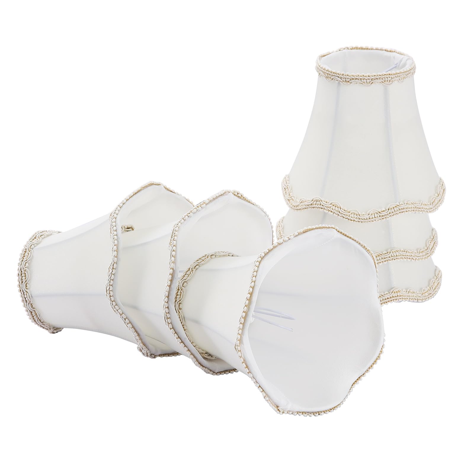 Fuloon Ivory White Set Of 6 Lampshades For Candle Crystal Chandelier Wall Lamp Droplight Fabric Lamp Shade