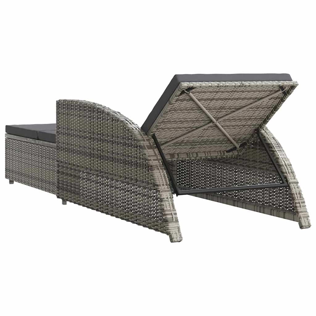 Sonnenliege mit Auflage PE Rattan Gartenliege Grau