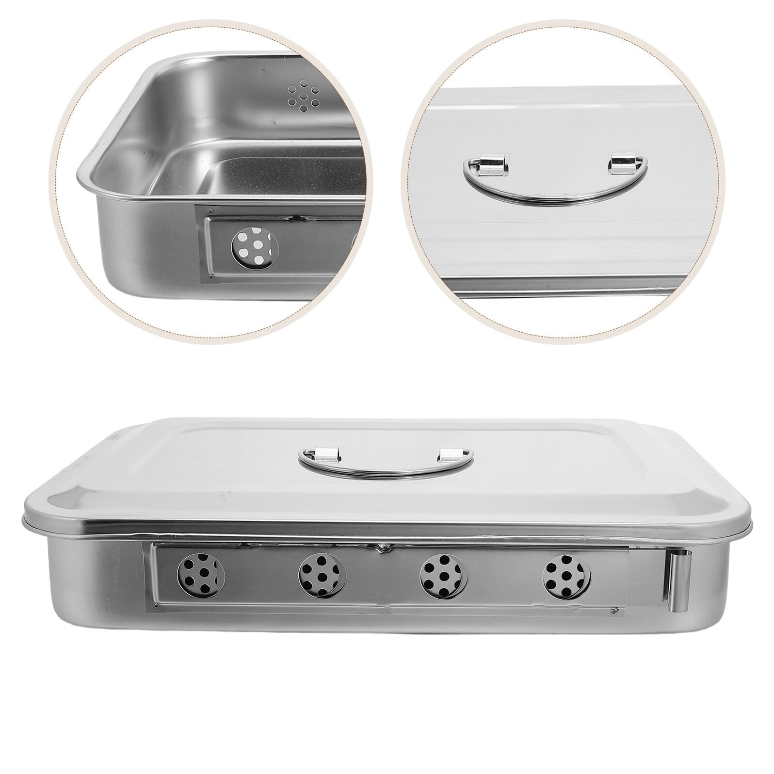 Vassoio Acciaio Inox con Coperchio e Manico Organizer Strumenti Medici e Dentali Contenitore Sicuro per Laboratorio e Studio Dentistico