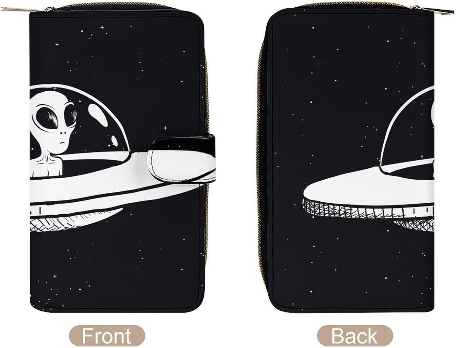 Galaxy Space Alien UFO Portable Leather Multifunctional Wallet