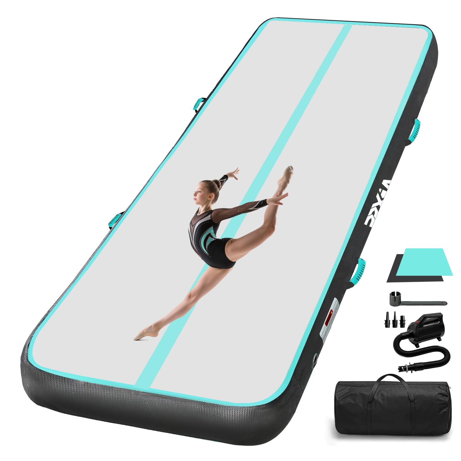 Airspot Air Track Matte – Air Roll Air Barrel ginnastica, tappetino da ginnastica con borsa e pompa, tappetino da allenamento per casa, taekwondo, yoga, palestra, fitness