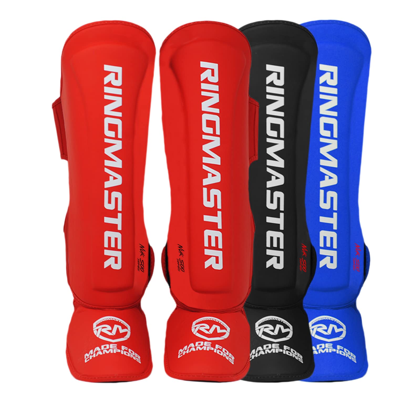 RingMaster Nuksoo Series Shin Pads Instep Guard Foot Protector Kickboxing Muay Thai Training Sparring (Medium, Red) โ image 1