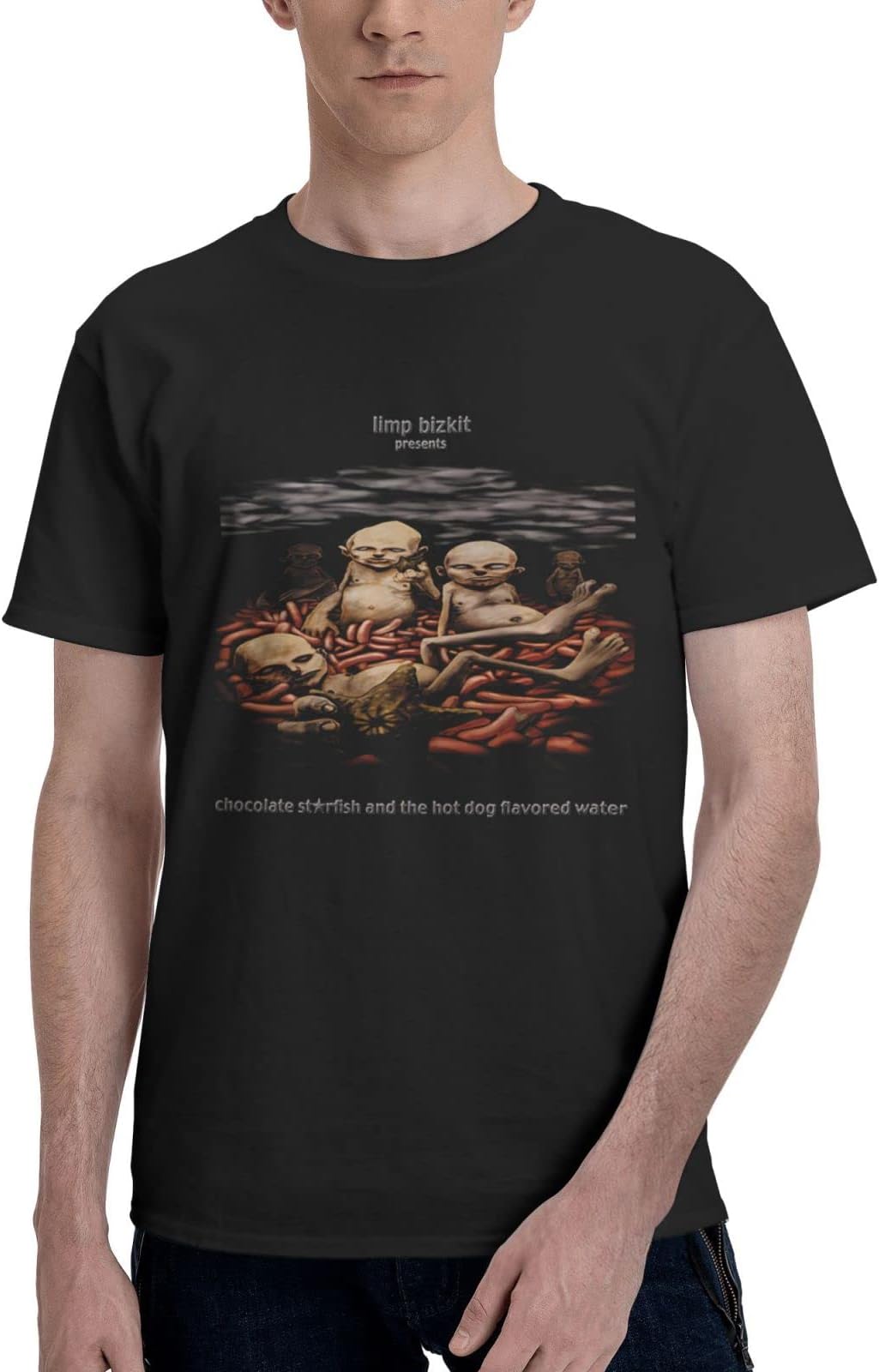 Limp Rock Band Bizkit Music Chocolate Starfish and The Hot Dog Flavored Water Men's T Shirt Cotton Graphic Short Sleeve Tees Shirt Medium Black