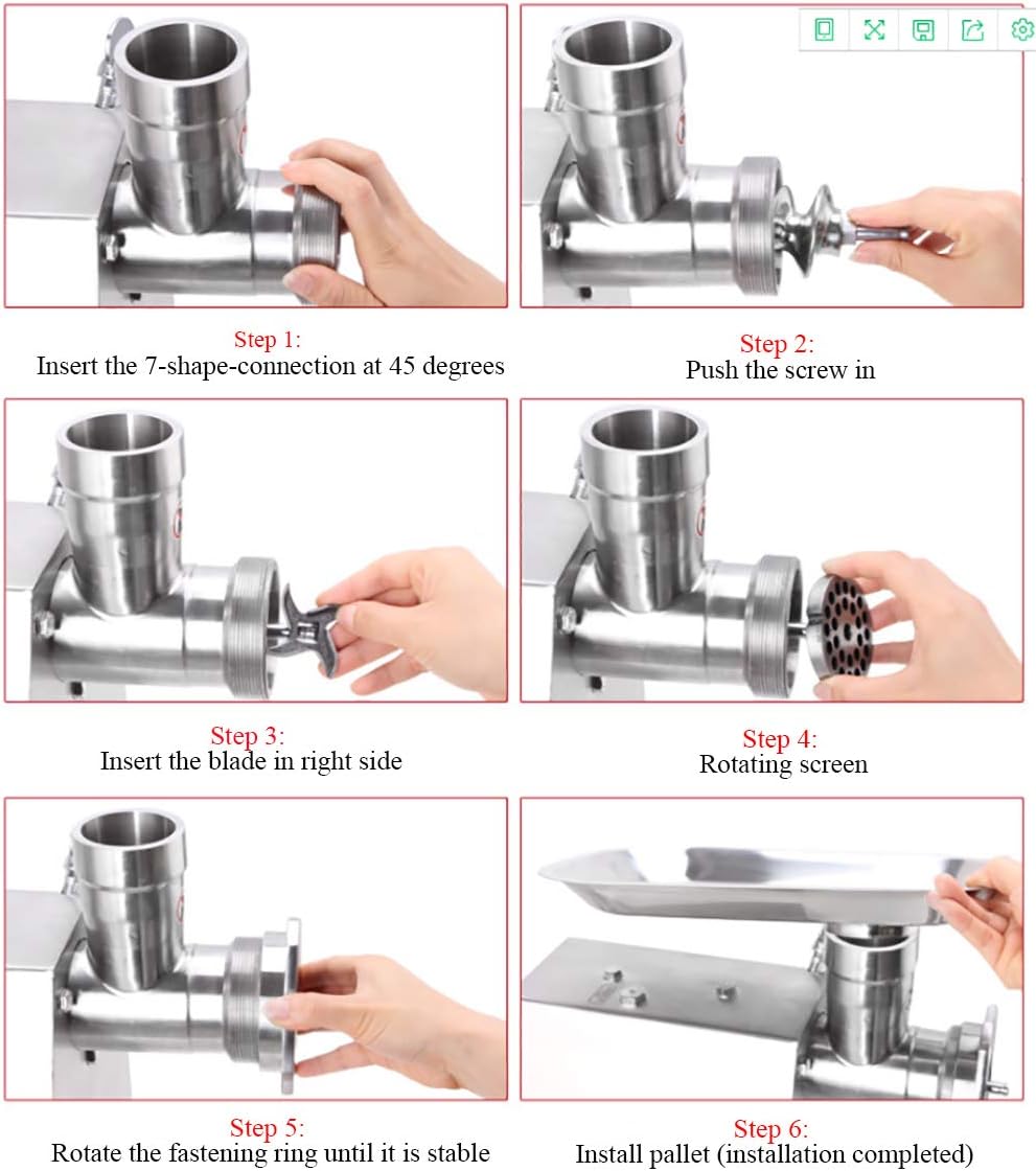 Huanyu Electric Meat Grinder Commercial Meat Mincer Sausage Making Machine Automatic Sausage Stuffer with 2 Heavy Duty Cutting&2 Cutting Plates&Pusher