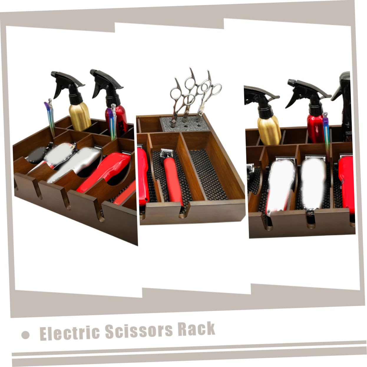 STOBAZA Support de Tondeuse Bois Massif pour Salon Coiffure Plateau Rangement Élégant pour Coupe Cheveux Organisateur Pratique pour Outils de Coiffure Électriques