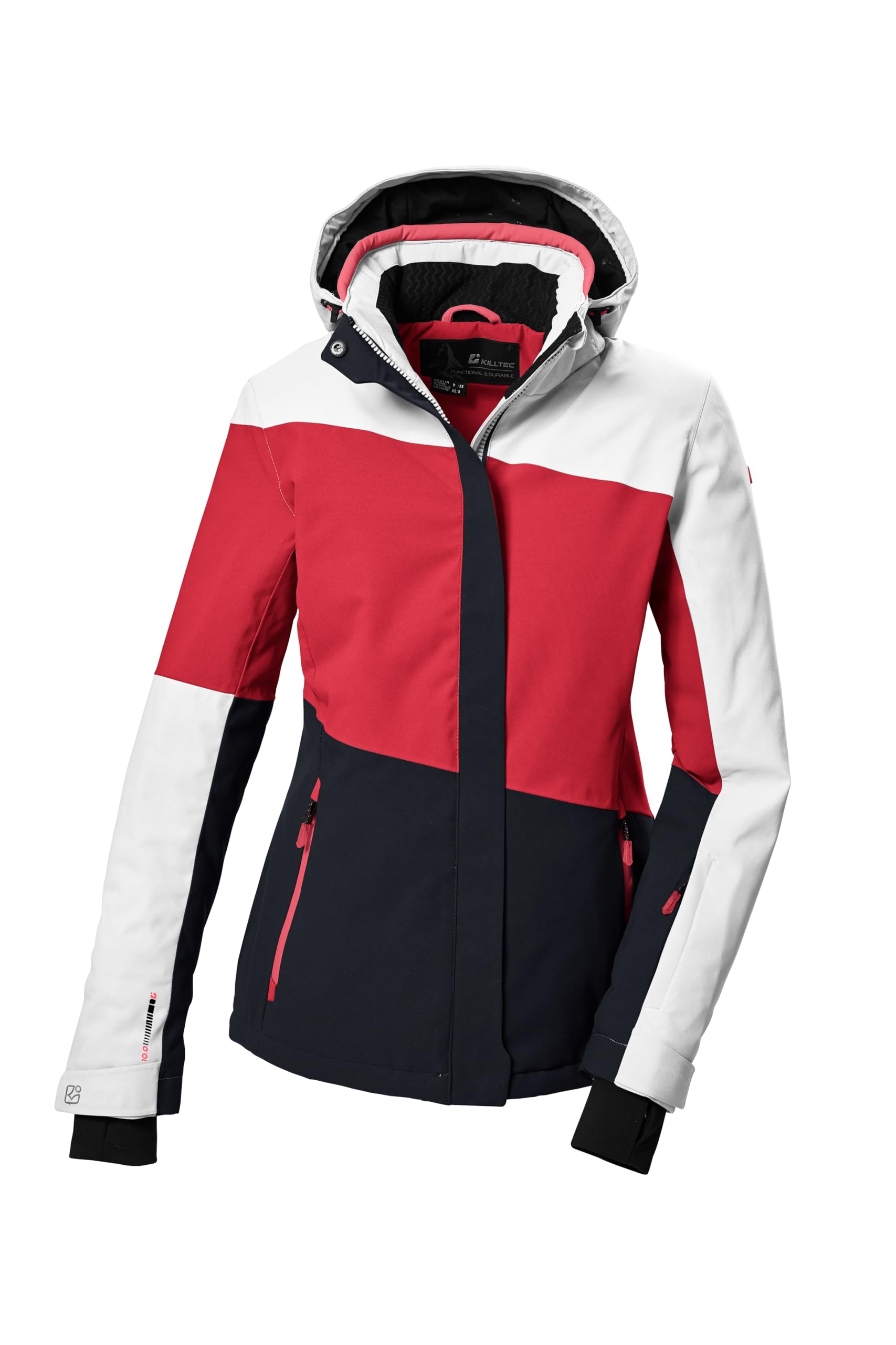 Killtec KSW 67 WMN Women's Ski Jacket with Zip-Off Hood and Snow Guard Modern Red, 42, 41961-000
