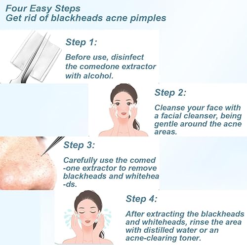 Miniatura 6 de Kit de extracción de herramientas de eliminación de puntos negros de acero inoxidable de grado médico, removedor profesional de puntos negros,